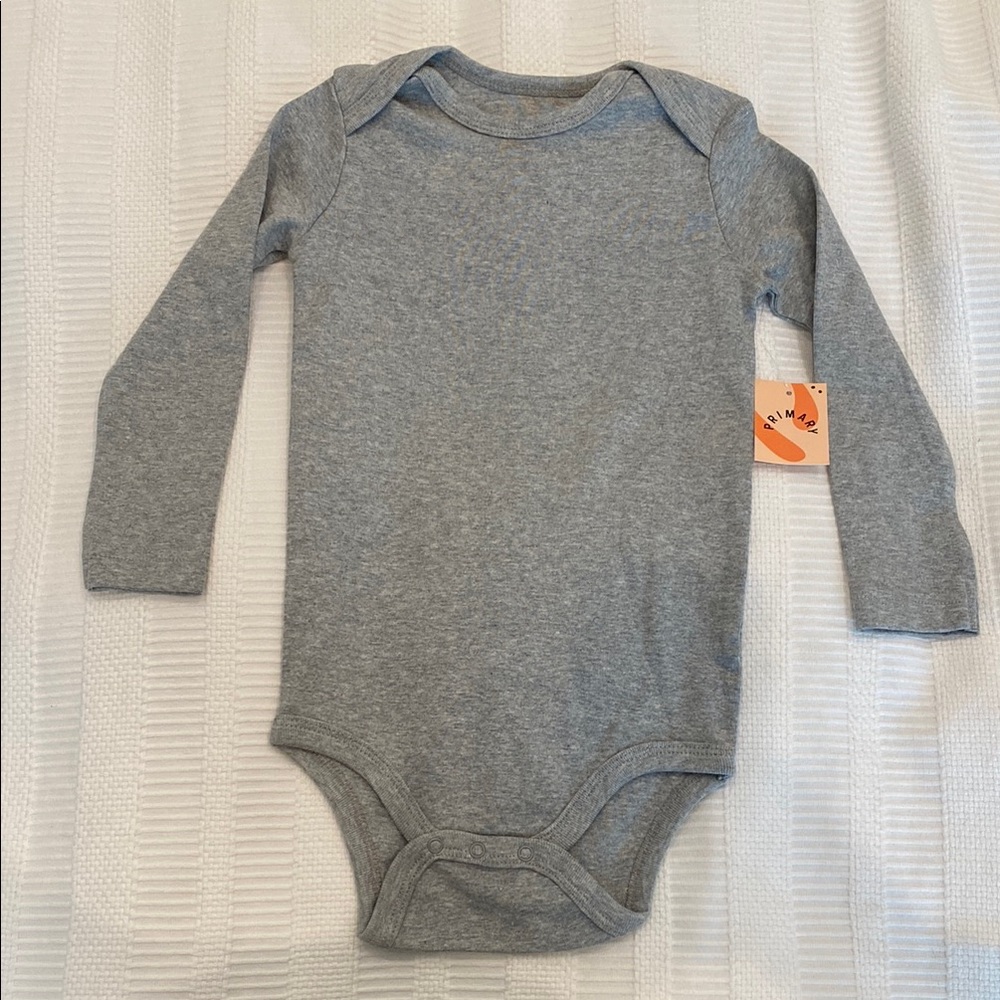 Primary Gray Long Sleeve Baby Bodysuit